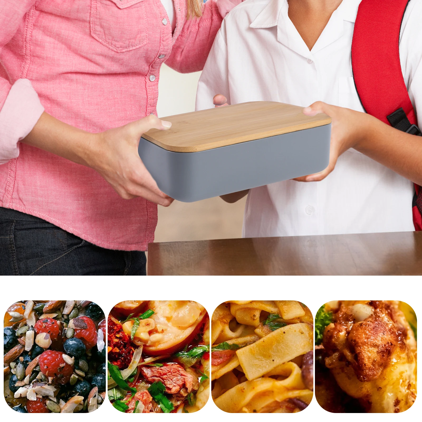 

1pc Bamboo Lunch Case Portable Food Storage Case Food Bento Leak Picnic Bento Snack Box Proof Eco Friendly Snack Box