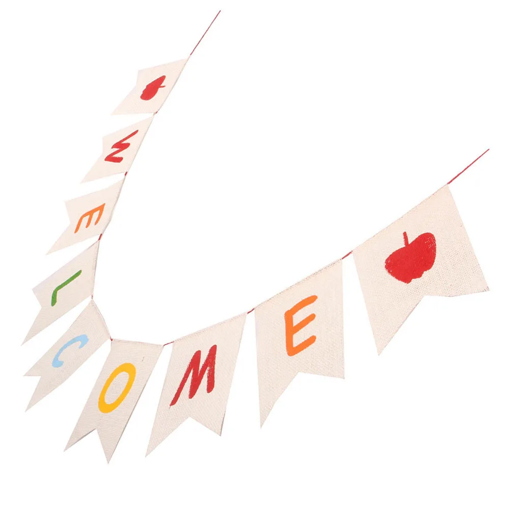 

1Set Welcome Banner Linen Decorative Banners for School Classroom Party Back to School Door Decoration Outdoor Decor
