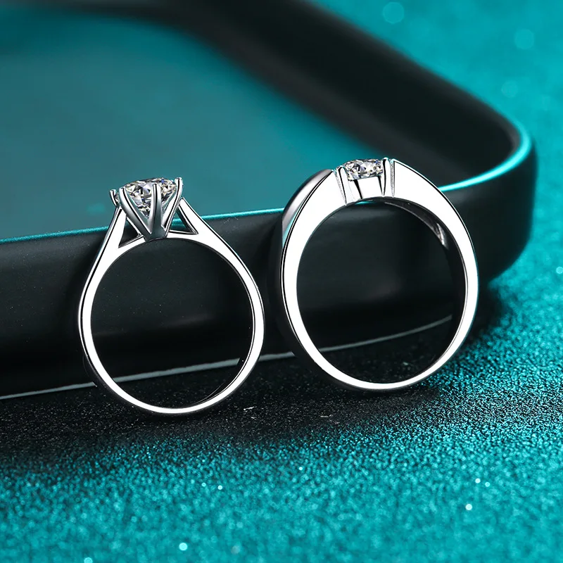 Light luxury fashion Korean version opening 1 carat mosanite ring platinum men and women diamond ring pair pt950 couple ring
