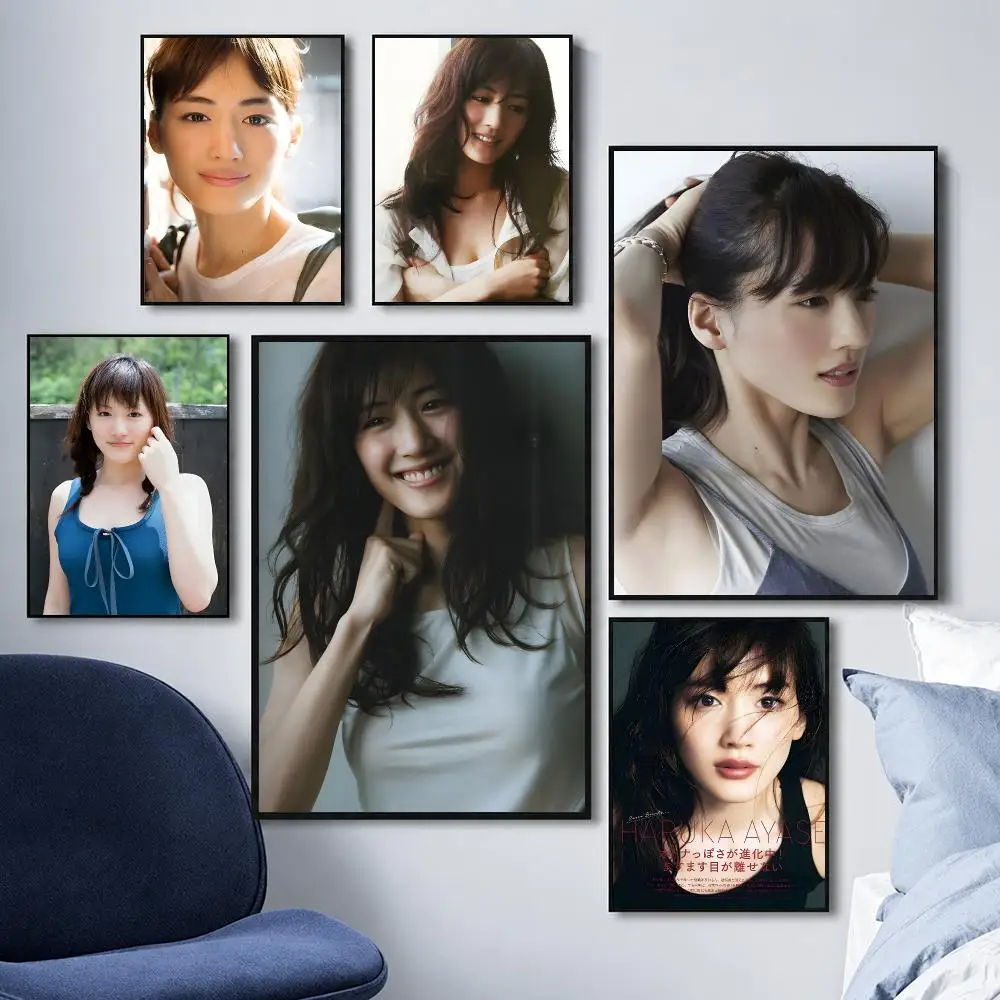 Actress H-Haruka Ayase Poster Decorative Wall Art Stickers Mural For Home Living Room Hallway Decor Gift