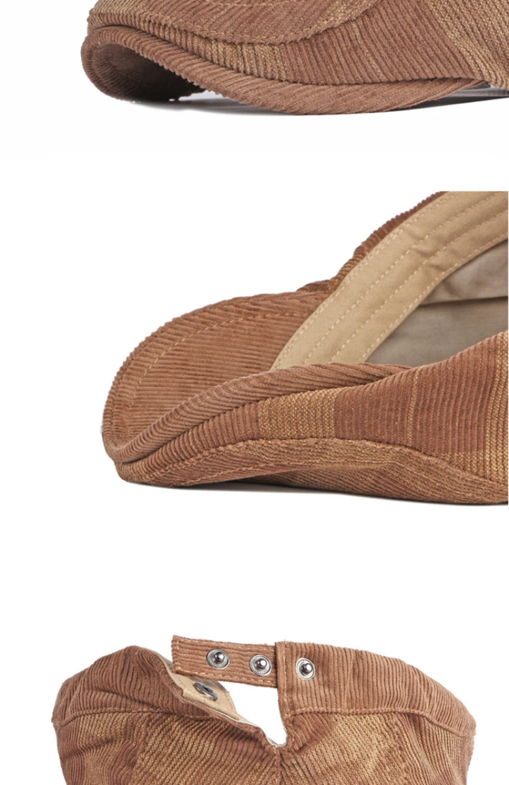 HT4610 Herren- und Damen-Baskenmütze, Vintage-Künstlermütze, karierte Baskenmütze, verstellbare Ivy-Flatcap für Männer und Frauen, Cord-Baskenmütze für Frühling und Herbst – Detail 13