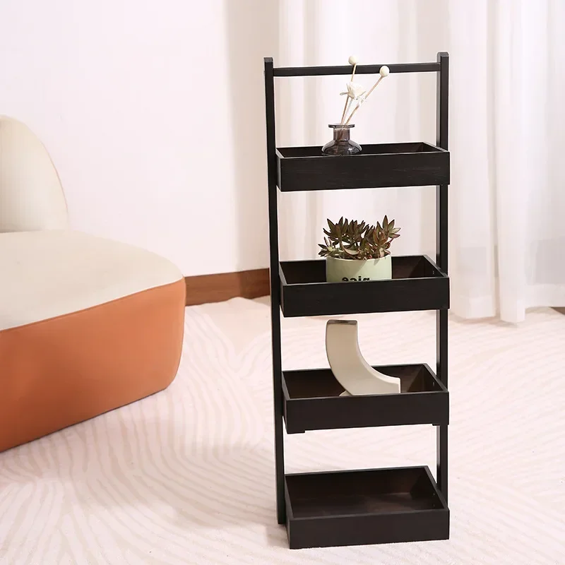 Wood 4 Tier Towel Rack Shelf Wooden Multi-storey Kitchen Bathroom Storage Shelf Snacks Fruit Vegetable Storage Basket