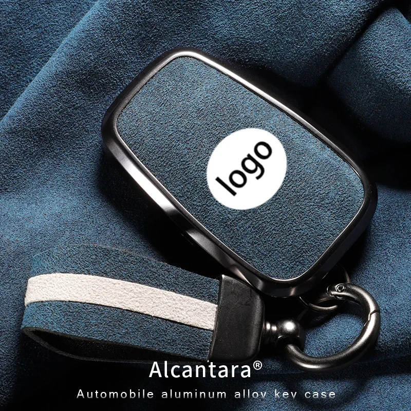 

Aluminum Alloy Alcantara Suede Car Key Case Cover For Toyota CROWN 12th 13th 14th CROWN KLUGER Smart Remote Fobs Protector Cover