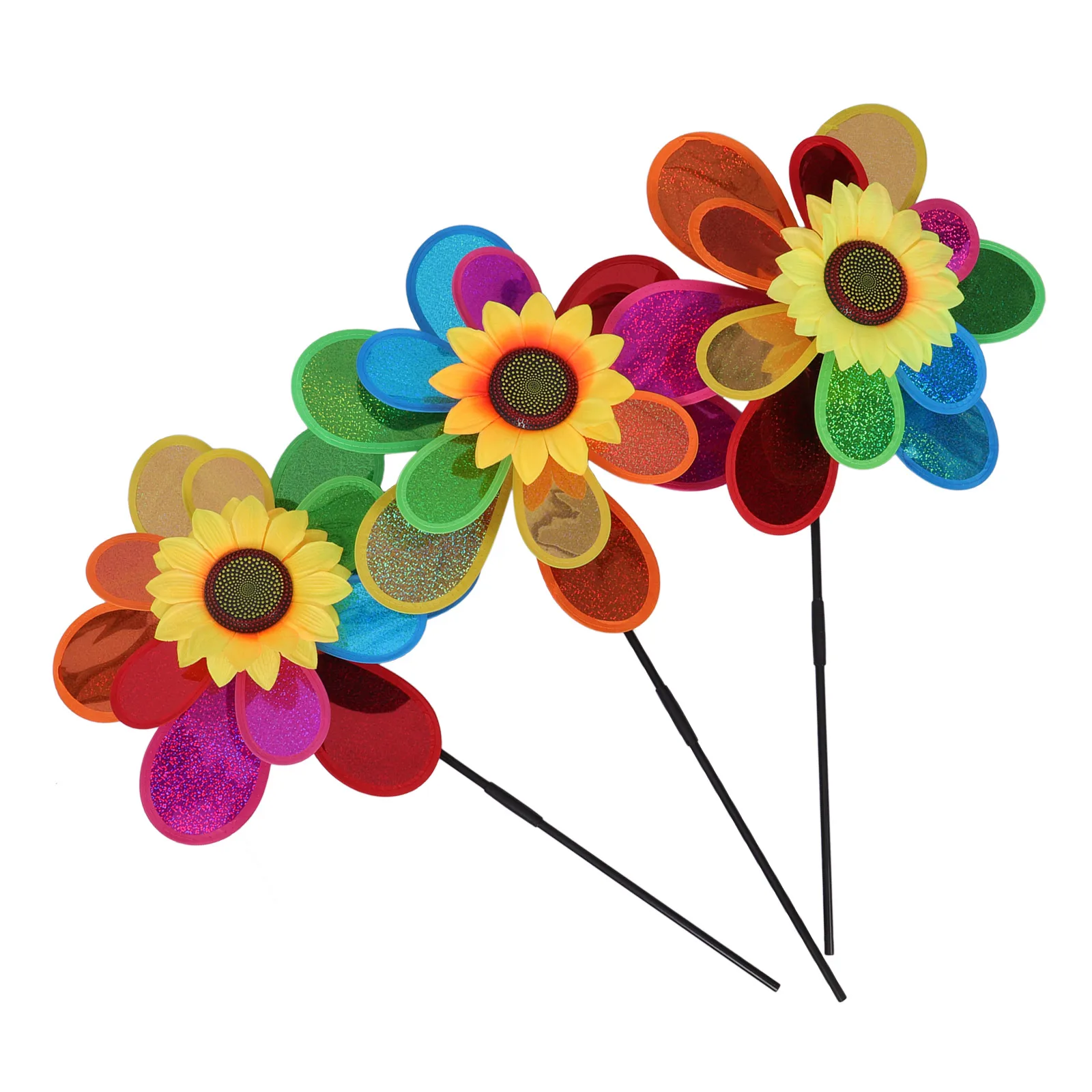 

3Pcs Double Layer Flashing Windmill Colorful Cartoon Pinwheel Outdoor Indoor Garden Lawn Decoration Hanging Ornament