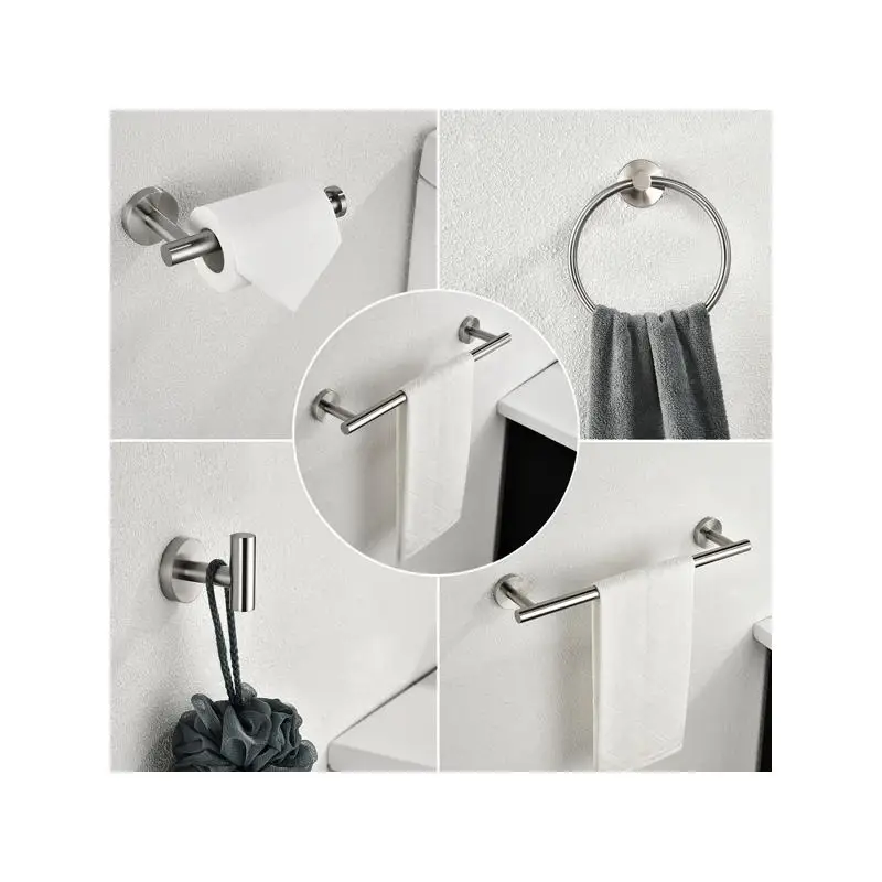 

6-Piece Stainless Steel Wall-Mount Towel Rack Set for Bathroom Storage and Organization