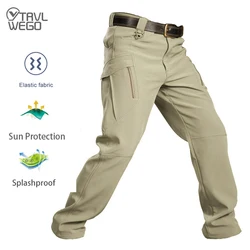 TRVLWEGO Men's Outdoor Pants Casual Trekking Quick Drying Lightweight Waterproof Hiking Cargo Pants with 6 Pockets Autumn