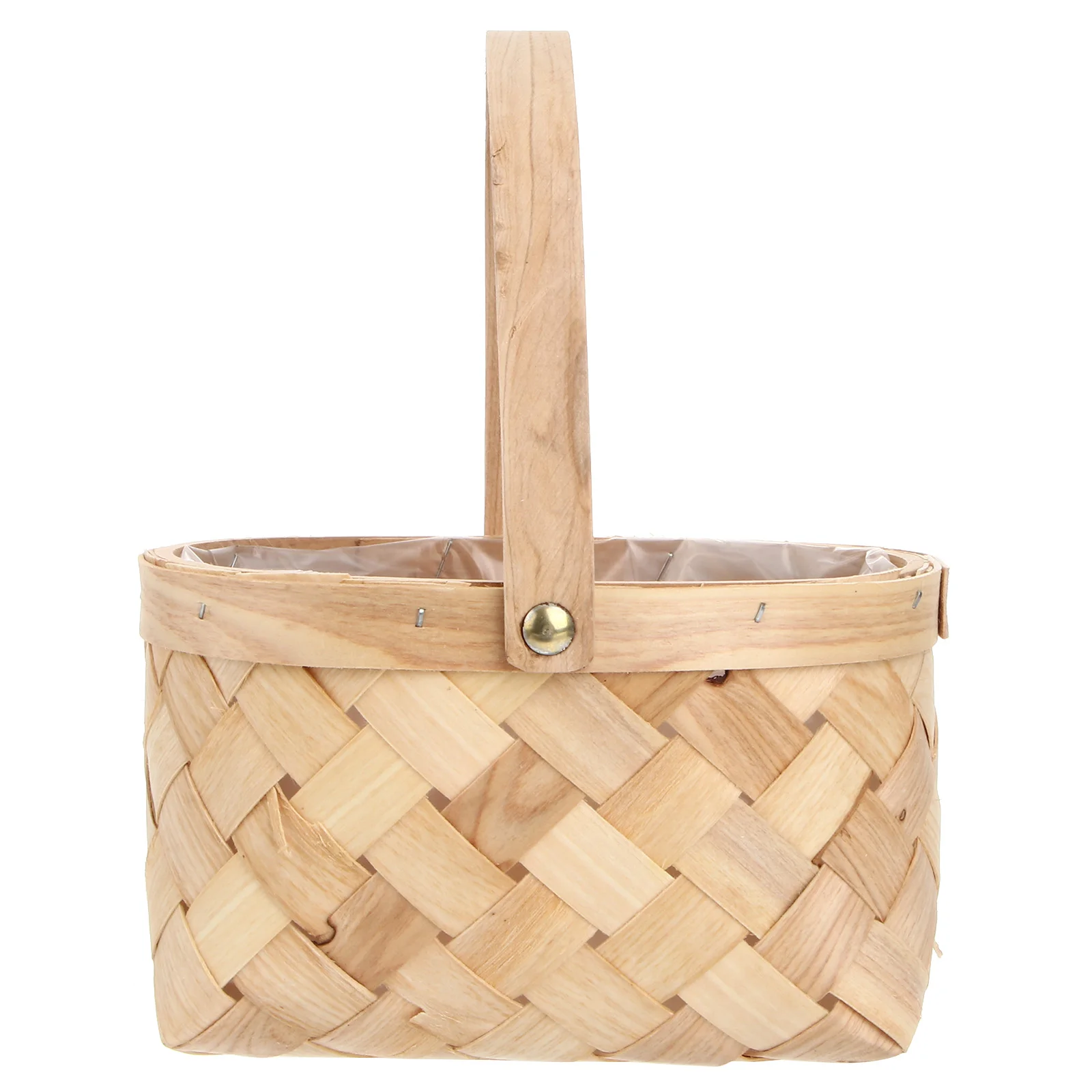 

Houseware Storage Basket Rattan Container Wooden Woven with Handle Portable Baskets for Shelves