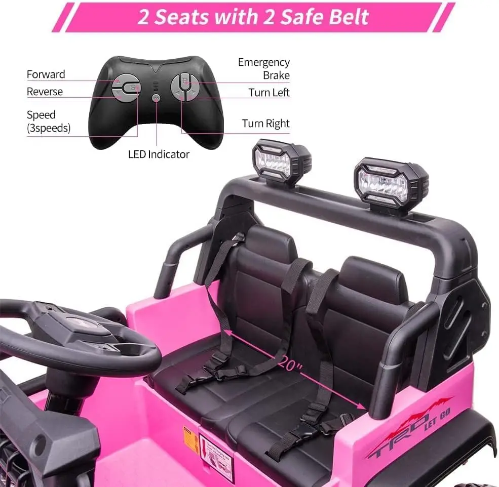 12v crianças passeio de 2 lugares carro elétrico com controle remoto veículo elétrico alimentado por bateria 2x120w motores rodas luzes led usb