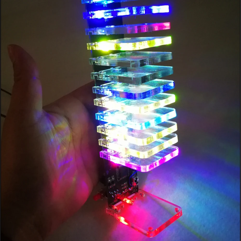 DIY electronic kit LED light cube music spectrum assemble kit 13-segment audio light column diy soldering project