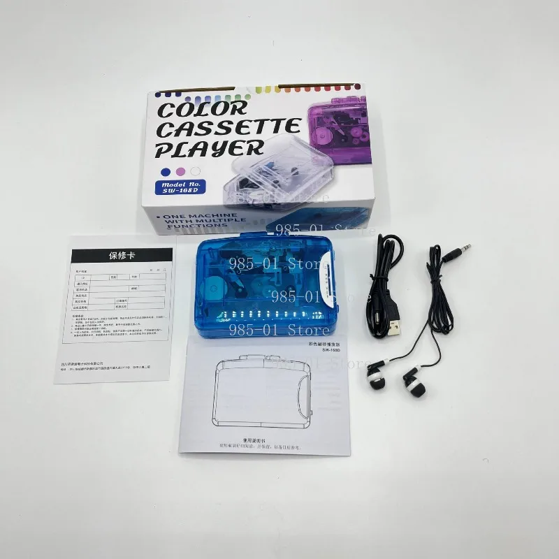 Portable English listening cassette player, transparent tape walkman with headphone & radio function