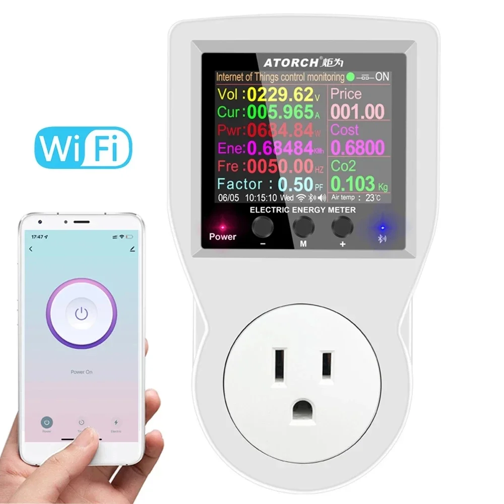 Digital Wattmeter Smart WIFI/Bluetooth 220V AC Power Meter Electricity Consumption Energy Meter Power Wattage Electricity Meter