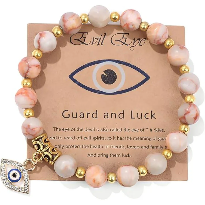 Cross-border hot sale lucky natural stone beaded bracelet devil's eye diamond pendant bead yoga bracelet