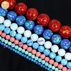 Hot Sale OP43-84 Full Hole/Half Hole/Without Hole 3mm Lab Grown Synthetic Ball Cut Round Opal Bead
