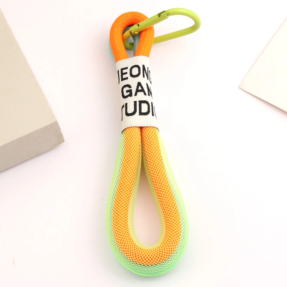 Hanging Keycord Jewelry Creative Iridescent Braid Rope Keychain Carabiner Key Ring For Backpack Pendant Accessorie Keybuckle