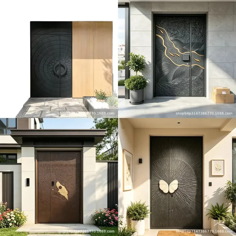 Cast Aluminum Entry Door System Villa Mother Child Front Gate Home Exterior Security Double Leaf Modern Design