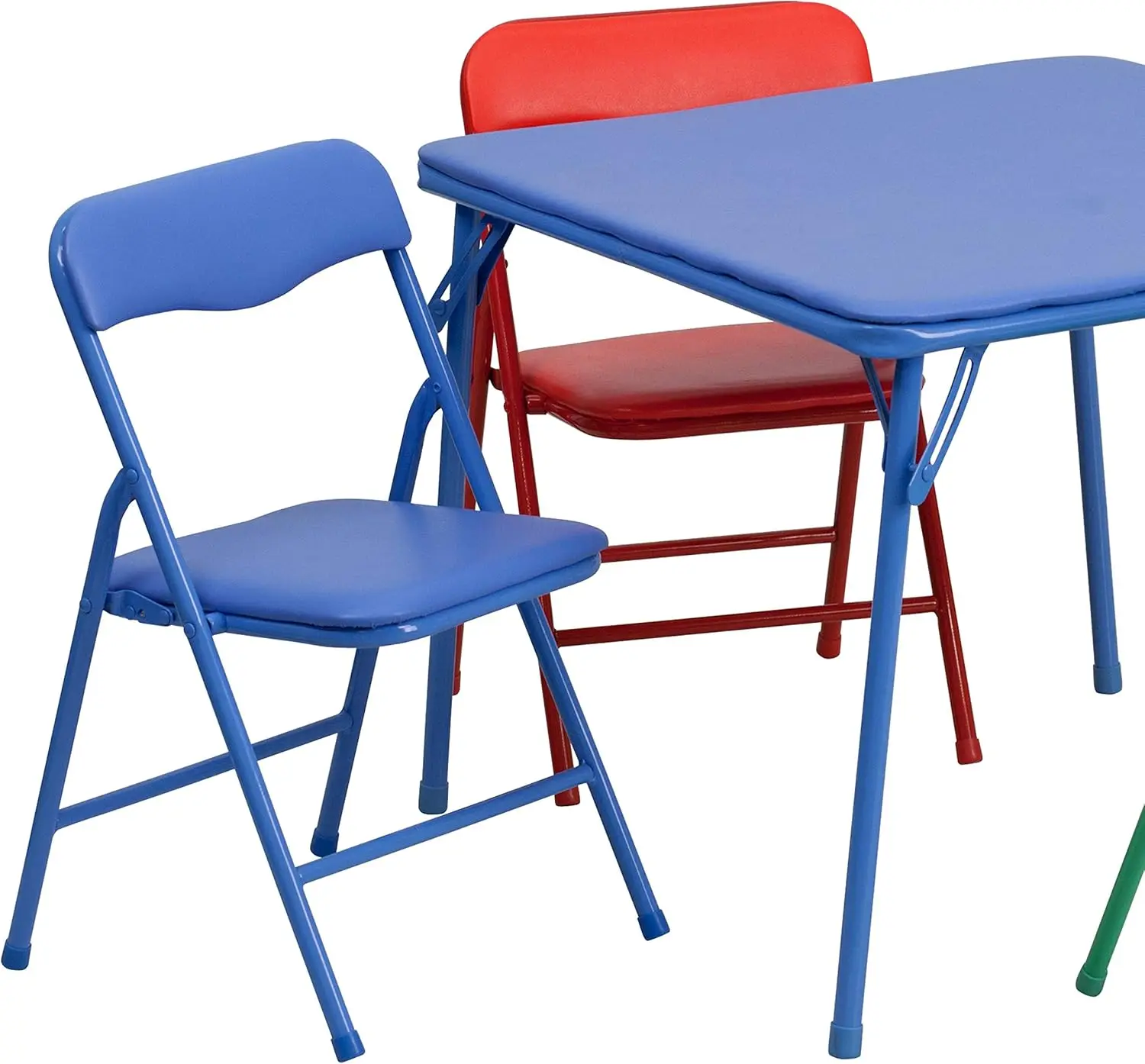 5-Piece Folding Square Table and Chairs Set for Kids, Daycare, Classroom, Multicolor Activity Furniture