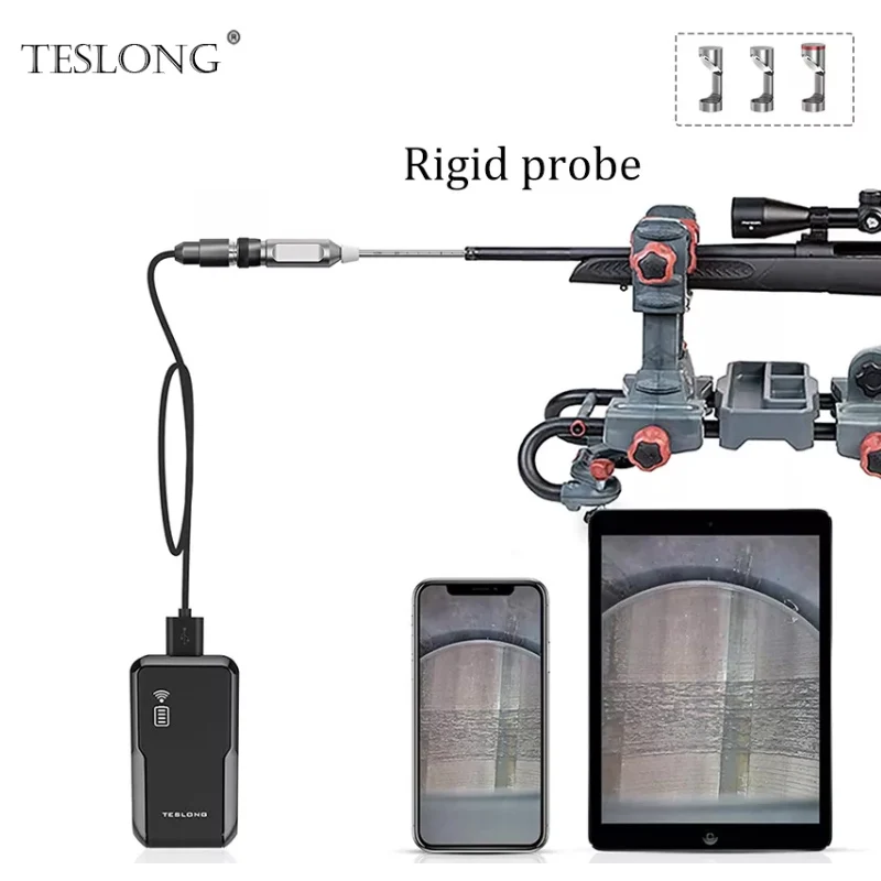 Rigid Rifle Borescope for iPhone, Teslong WiFi Close Focus Bore Scope Camera, 26inch Long Insertion Tube for iPhone iPad Android