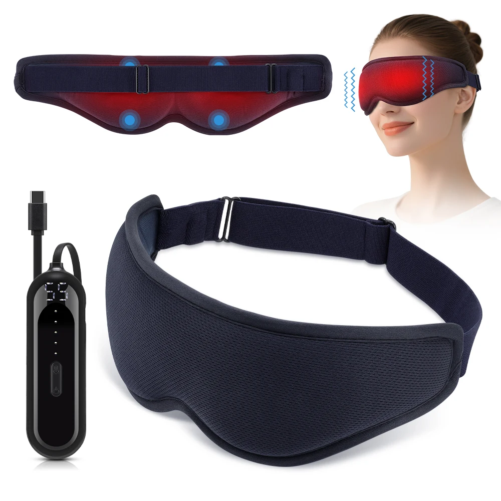 Hot Compress and Massage Eye Mask Electric Heated Eye Massager for Relieve Eye Strain Dark Circles Sleeping Mask Eyeshades