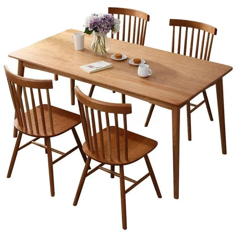 

Nordic cherry wood dining table household small apartment all solid wood white oak table modern simple walnut dining table