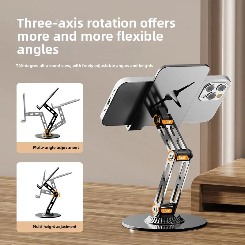 Adjustable Height Foldable Tablet Stand Portable Desktop Support for iPad iPhone Perfect for Live Streaming Watching Reading