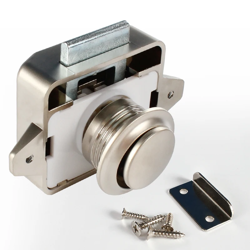 

OEM 10pcs Cutting Size 26mm Pearl Nickel Color Anti-lock Brake System Push Lock Cabinet RV Interior Accessories