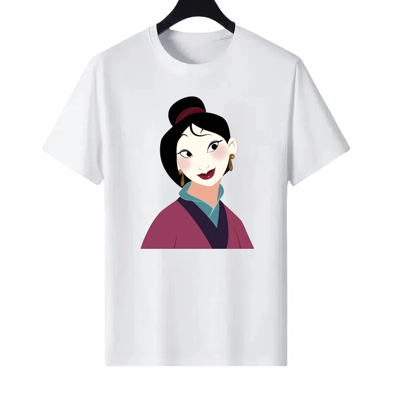 

Disney Mulan Pattern Woman Fashion Loose Parent-child Clothing Round Neck Tops Ladies Cheap Short Sleeves T-Shirt Sweatshirts