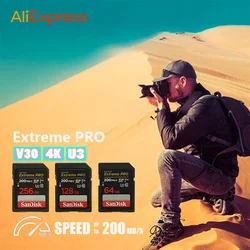 SanDisk SDHC SDXC ๋ฉ๋ชจ๋ฆฌ ์นด๋, ์ธํธ๋ผ 32GB, 64, 128, 256, 512GB, C10, USH-1Extreme PRO, U3, 4K, V30, ์นด๋ฉ๋ผ ์๋์ฐจ DV SLR์ฉ, ์ ํ SD ์นด๋