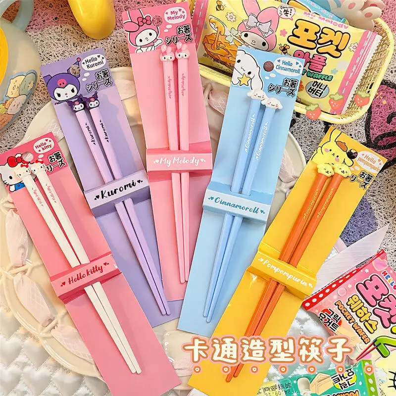 

Sanrio My Melody Hello Kitty Cinnamoroll Chopsticks Hit Product New Product Kawaii Cartoon Cute Portable Student Adult Campus