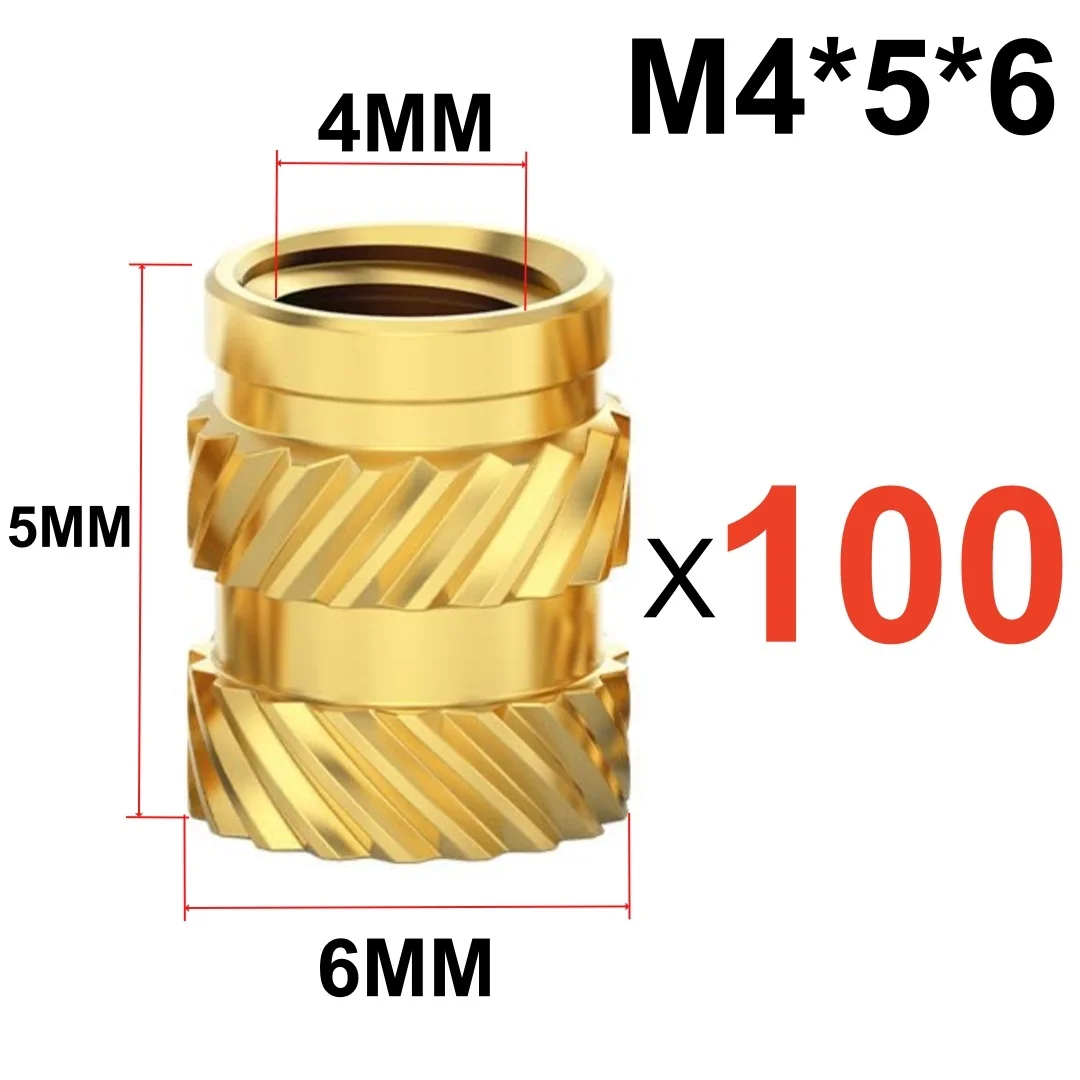Warmte-inbedding inbrengen moeren M3 M4 M5 schroefdraad gekartelde messing hotmelt schroefmoer voor 3D-printer Voron 2.4 en anderen