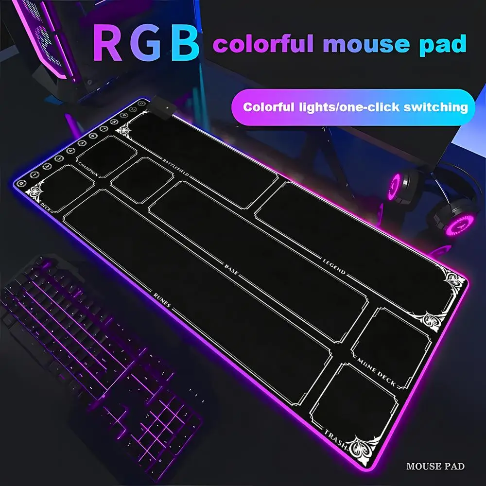 

HYBXAXC Riftbound Playmat with Zones playmat Mouse Pad RGB Gaming Mouse Pad HD Gamer Large LED Light XXL PC Computer Non-slip