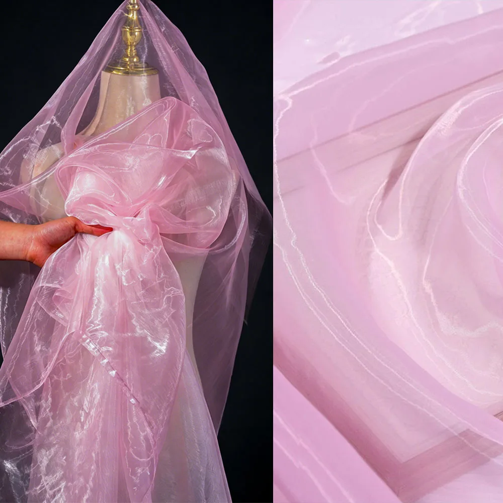 Tela de Organza Transparente de 100x150cm, Textil Brillante y Suave para DIY, Velo, Bufanda, Blusa, Vestido de Noche, Decoración del Hogar, Venta al Por Mayor
