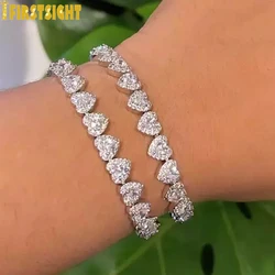 New 7mm Mini Heart Charm Bracelet Full Iced Out Bling CZ Cubic Zirconia Prong Setting Miami Bangle For Women Men Hiphop Jewelry