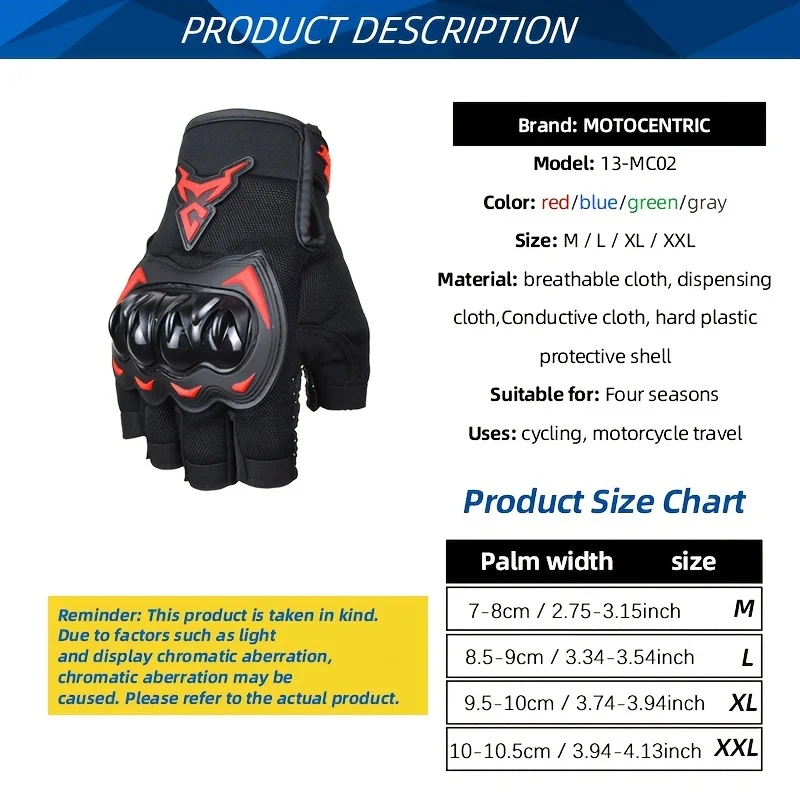 Summer Motorcycle Cycling Half Finger Gloves Touchscreen Motocross Gloves Comfortable Breathable Motorbike Gloves Wear-resistant