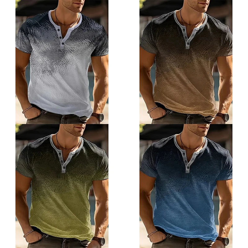 تيشيرتات بأزرار بياقة متدرجة للرجال ، قميص بولو للشارع بأكمام قصيرة كاجوال ، ملابس بلوفر ، توبات شاطئ ، موضة صيفية #1