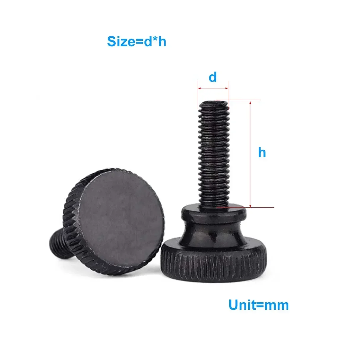 

GB834 Black Hand Screw/Black Zinc Plated High Head Knurled Large Head Step Adjustment Screw