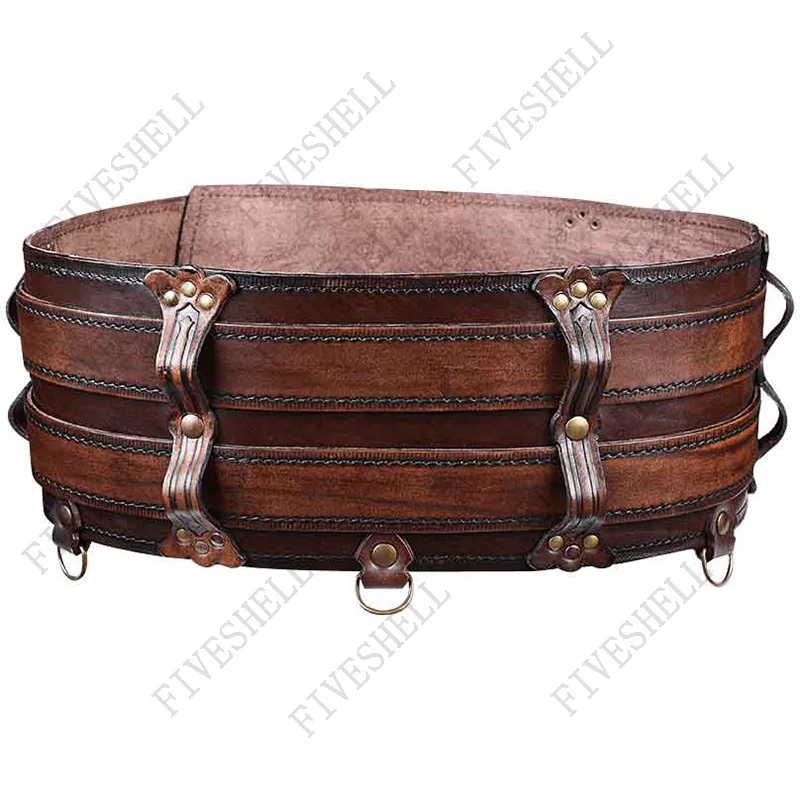 2023 uomo donna cintura Steampunk Sash medievale Larp Adventurer Harness Belt accessorio in vita in pelle vichinga cinturino doppio celtico