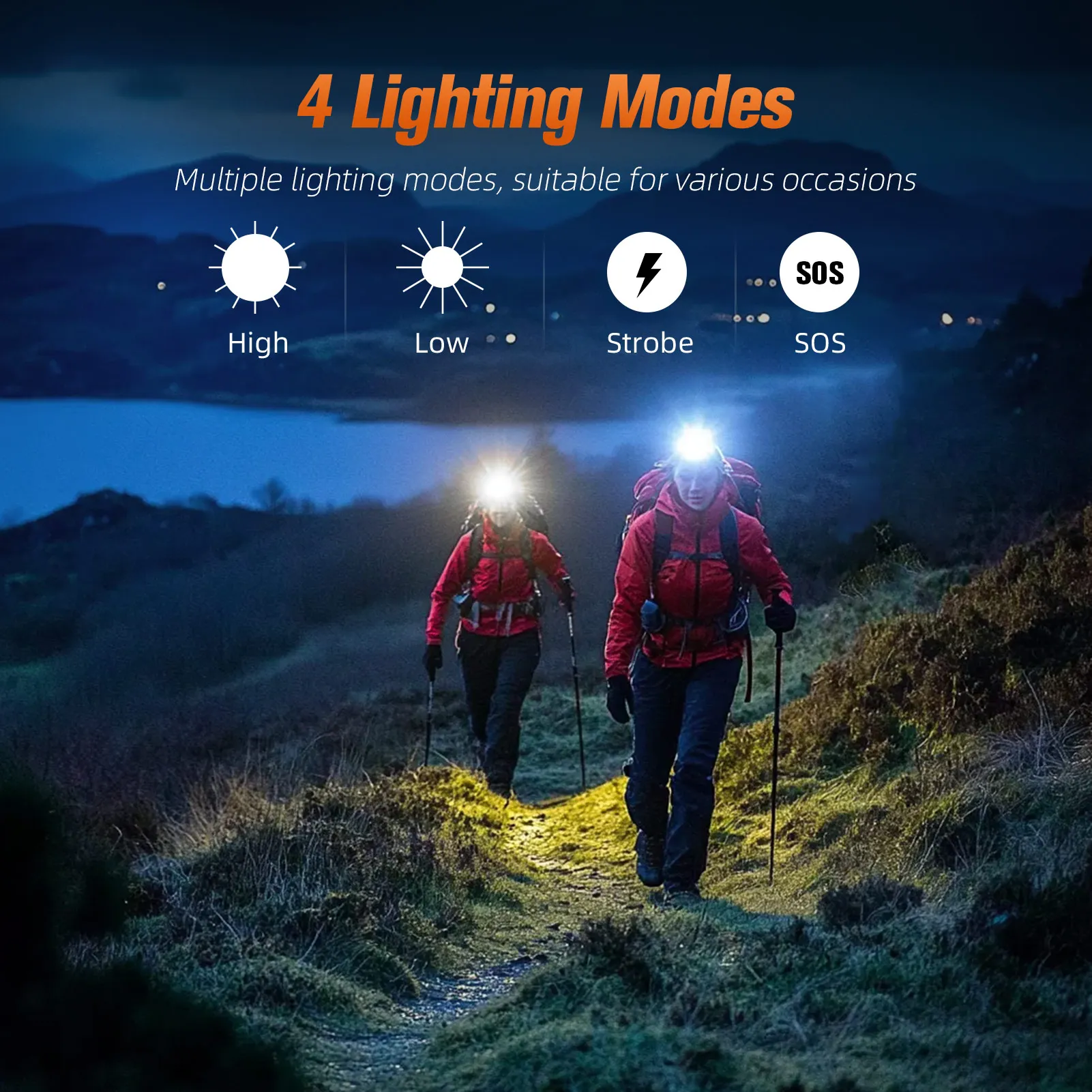 SUPERFIRE HL50 LED Mini Zoom Headlight Camping Headlamp Camping Fishing USB Charging Waterproof Portable Head Flashlight