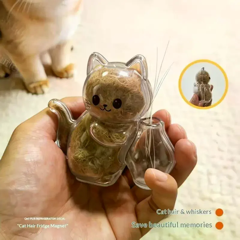 /PFU/Transparent Cat Hair Storage Refrigerator Pet Fur Keepsake Capsule DIY Souvenirs Cat Whiskers Collector Fridge Magnet