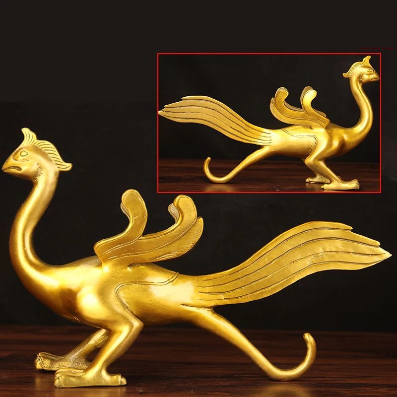 Pure Copper Lucky Sculpture Home Lucky Decoration, God's Beast Qinglong White Tiger Vermilion Bird Xuanwu Living Room Decor, 1Pc