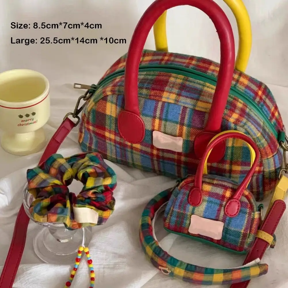 Simple Style Retro Shoulder Bag Fashion American Retro Style Retro Plaid Handbag Portable Small Square Shoulder Bag Women