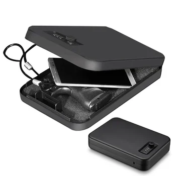 1pcs NEW Combo Lock Gun Storage Safe Box Password Locker Handgun Pistol Box With Safety Cable Security Tools