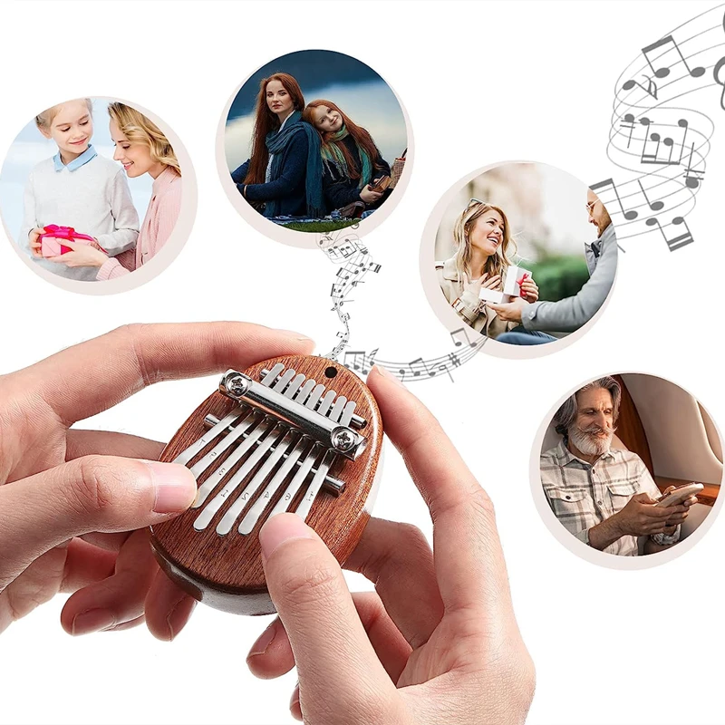 Newest 8 Key Mini Kalimba Thumb Piano Wooden/Acrylic Small Wearable Musical Instrument Pendant Mbira Finger Piano For Adult Kids