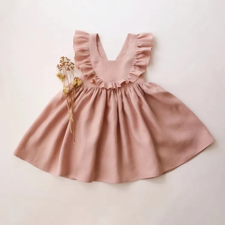 Princess Baby Girls Dress Summer Backless Birthday Party Dress For 0-4Y Toddler Girl Clothes Infant Cotton Linen dress Outfit