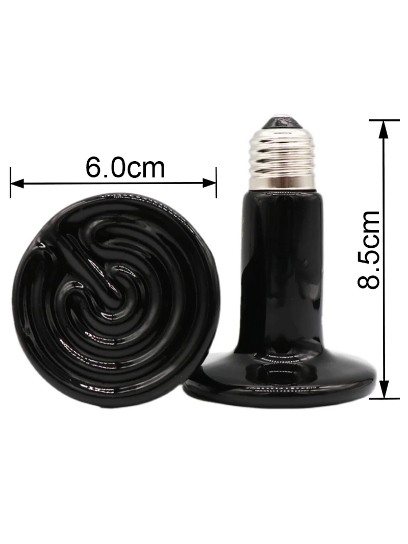 Pet Brooder Reptile Heat Lamp Black Infrared Ceramic Emitter Heat Light Bulb 220-240V Touch Lamp For Chameleon Cage Snake Tank