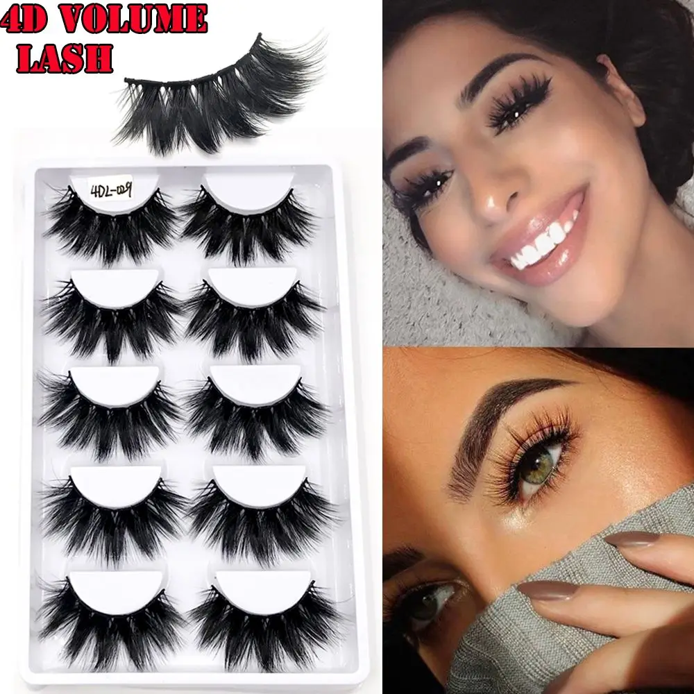 Woman 4D  Faux Mink Hair False Eyelashes Eye Lash Extension Cruelty-free Full Volume Thick Natural Long Wispies Fluffy Handmade