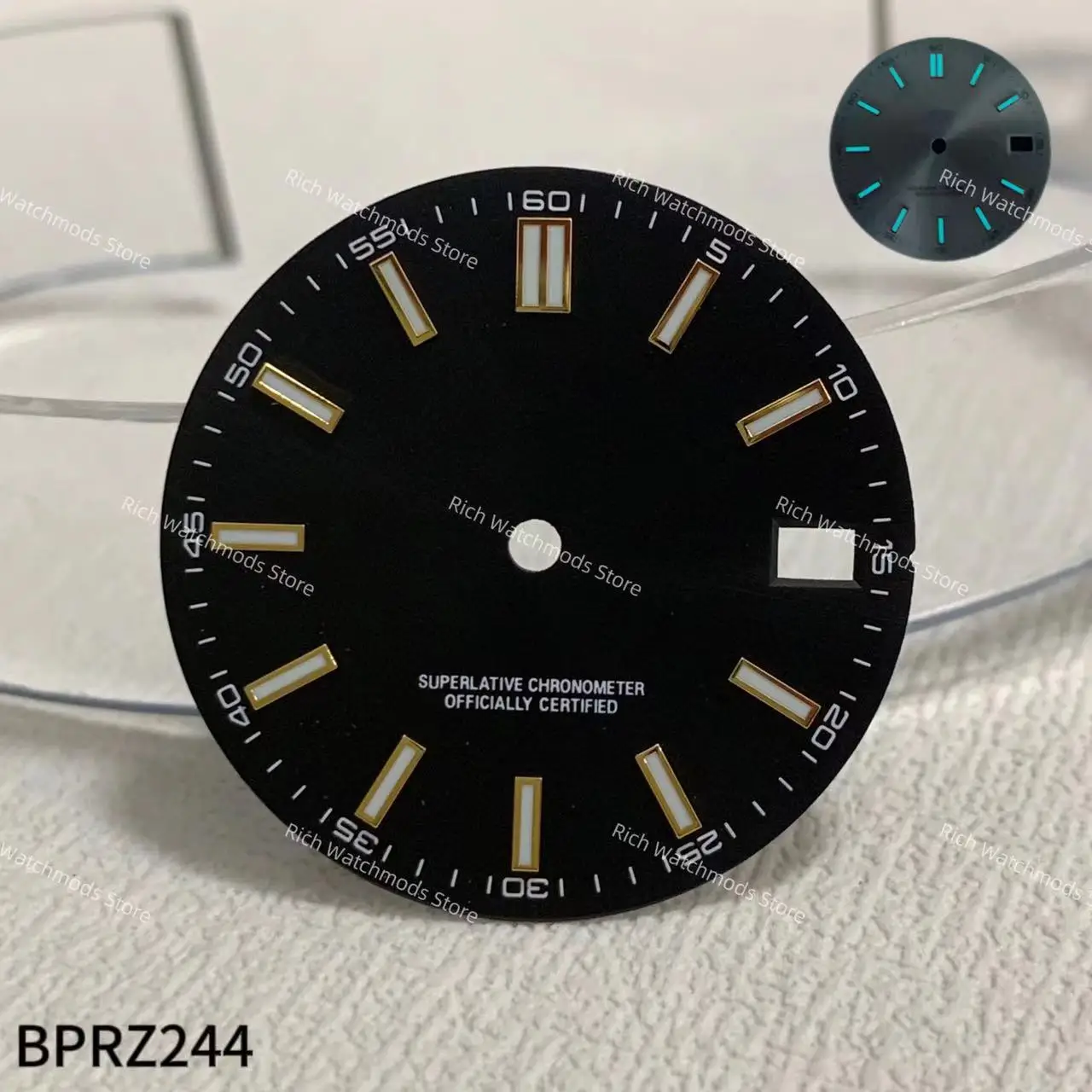 28.5mm dial single date window Dial suitable NH35 NH36 movement watch modification accessories Blue night light Sterile dia