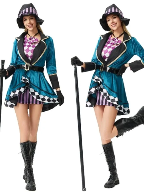 

Женский костюм Алисы на Хэллоуин, костюм «Безумный Шляпник», костюм для ночного клуба, модная одежда, костюм для выступлений