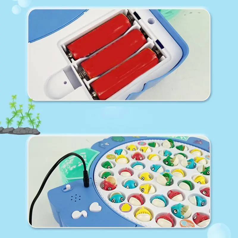 Fishing Game Play Set Music & Light Educational Fishing Toys 24 Fish & 4 Poles On Rotating Board Colorful Pool Fish Toys For