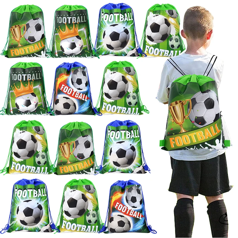 1Pc Football Theme Party borse regalo con coulisse da calcio in tessuto Non tessuto zaino da calcio borsa per la conservazione delle forniture per