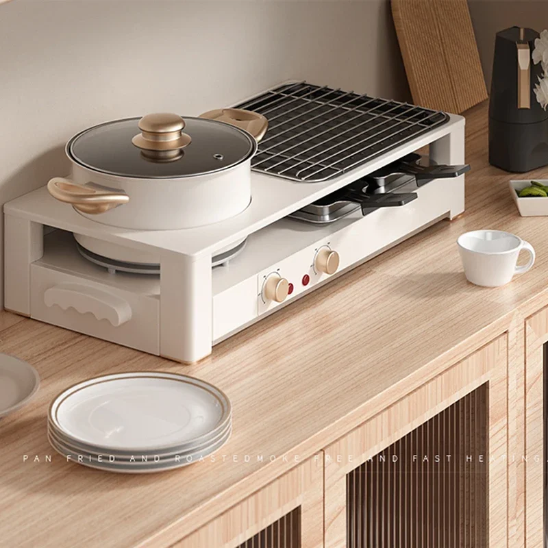 Olla de barbacoa coreana para el hogar, olla todo en uno, máquina de barbacoa multifunción, asados instantáneos, placa para hornear sin humo